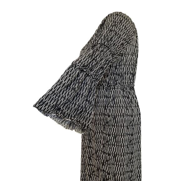 Max Edition XL Black White Geometric Bell Sleeve Dress Polyester Spandex - Picture 9 of 11